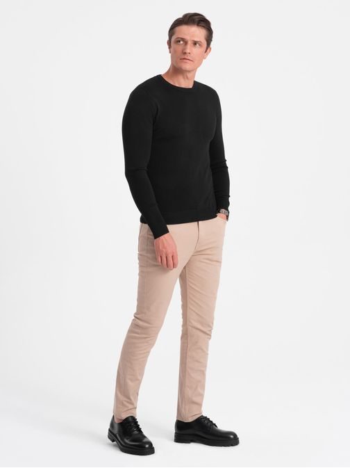 Klasičen črn pulover z okroglim izrezom V2 SWBS-0106