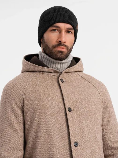 Bež dolg plašč s kapuco V2 COWC-0122