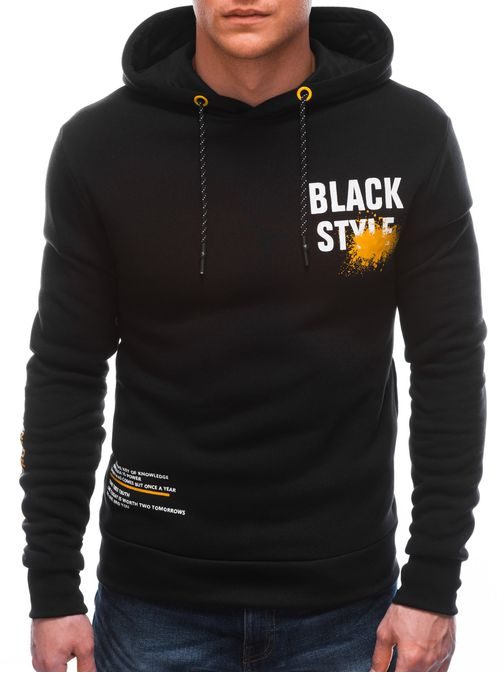 Črn stilski pulover s kapuco B1411