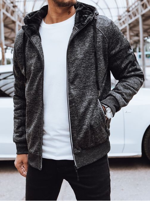 Trendovska grafit podložena jopa s kapuco