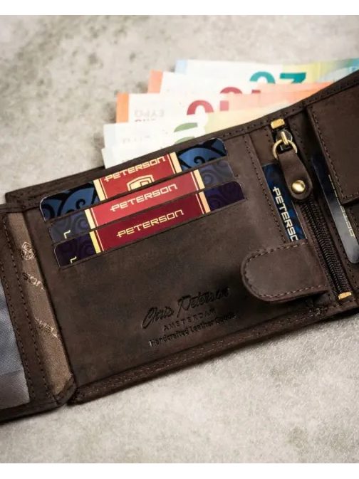 Modni komplet iz temno rjavega usnja - denarnica in obesek za ključe