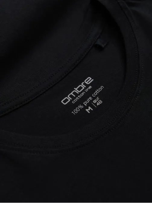 Bombažna klasična črna majica s kratkimi rokavi V1 TSBS-0146