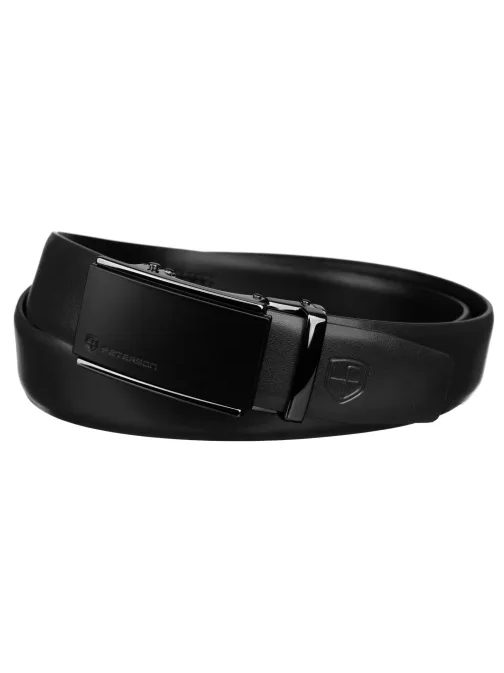 Eleganten moški pas iz črnega usnja z avtomatsko zaponko