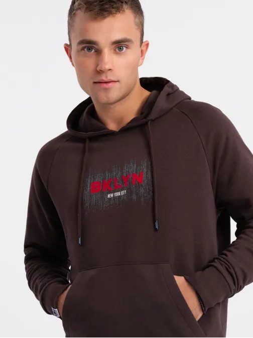 Brezčasen temno rjav pulover s kapuco V2 SSPS-0150