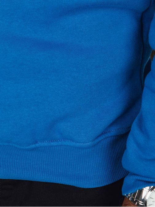 Zanimiv moder pulover z žepom in kapuco