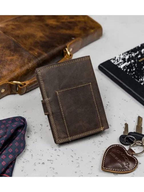 Rjava moška denarnica z zaponko