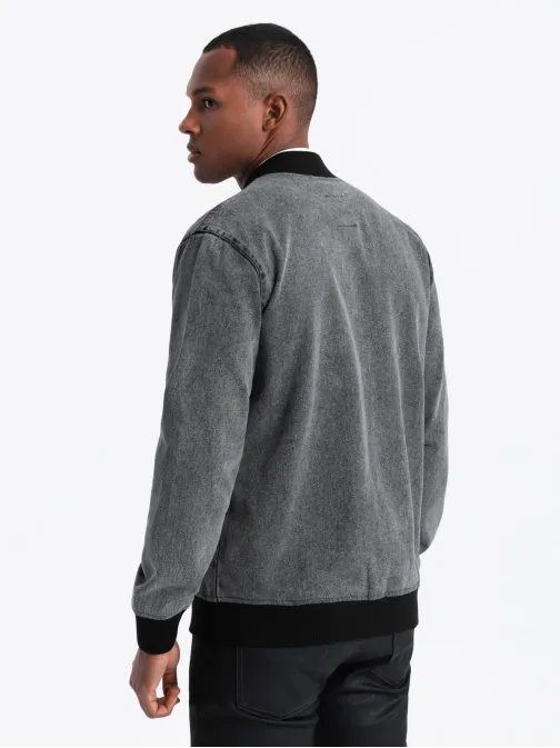 Jeans siva jakna v bomber stilu C558