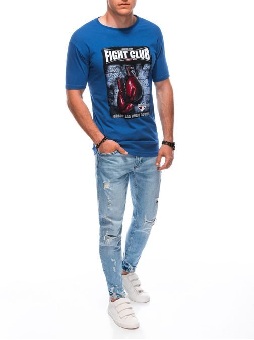 Trendovska modra moška majica Fight S1861