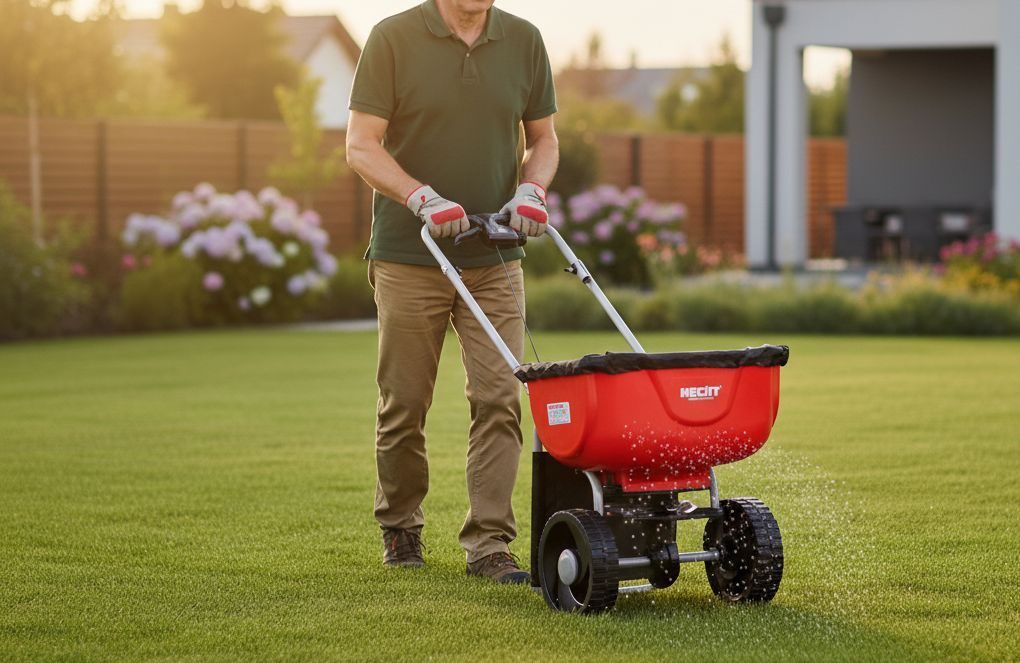 hnojenie trávnika rozmetacím vozíkom hecht