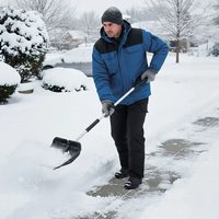 Muž s teleskopickou lopatou na sneh HECHT 485 TL