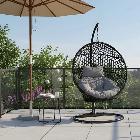 Hojdacie kreslo HECHT VICKY BLACK na terase