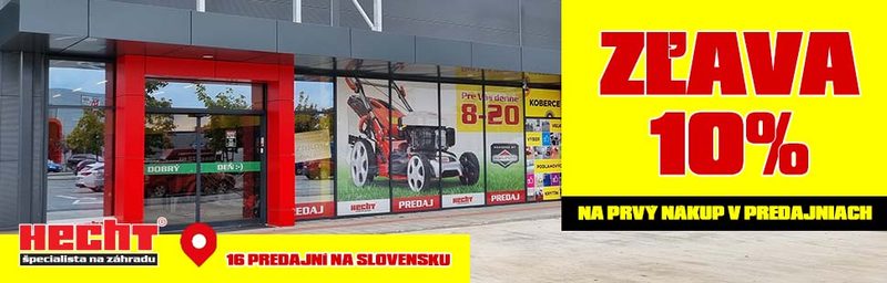 zľava 10% na prvý nákup v predajniach hecht - špecialista na záhradu