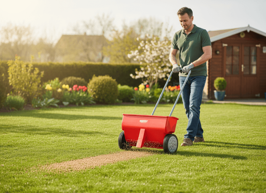 hnojenie trávnika posypovým vozíkom HECHT 220