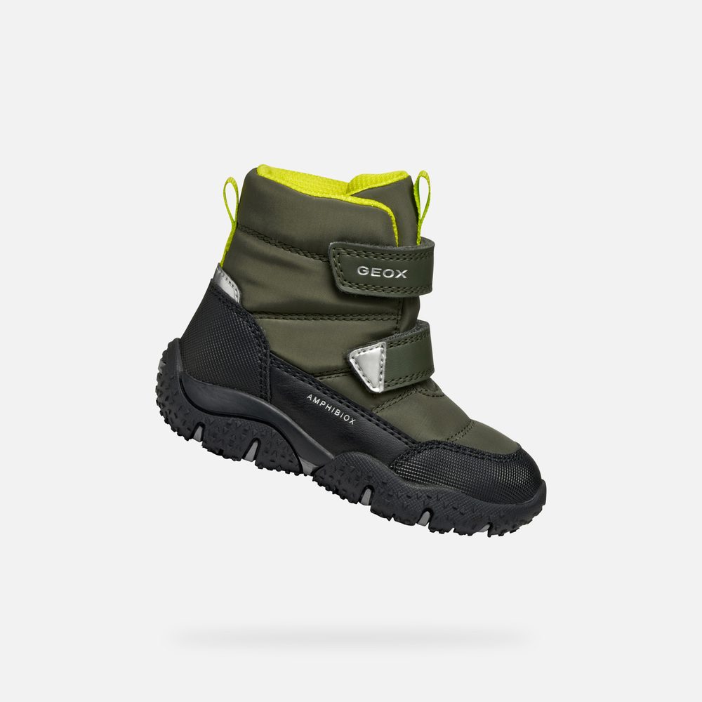 Levně Khaki chlapecké boty pro první krůčky Geox Baltic Boy B ABX - 25