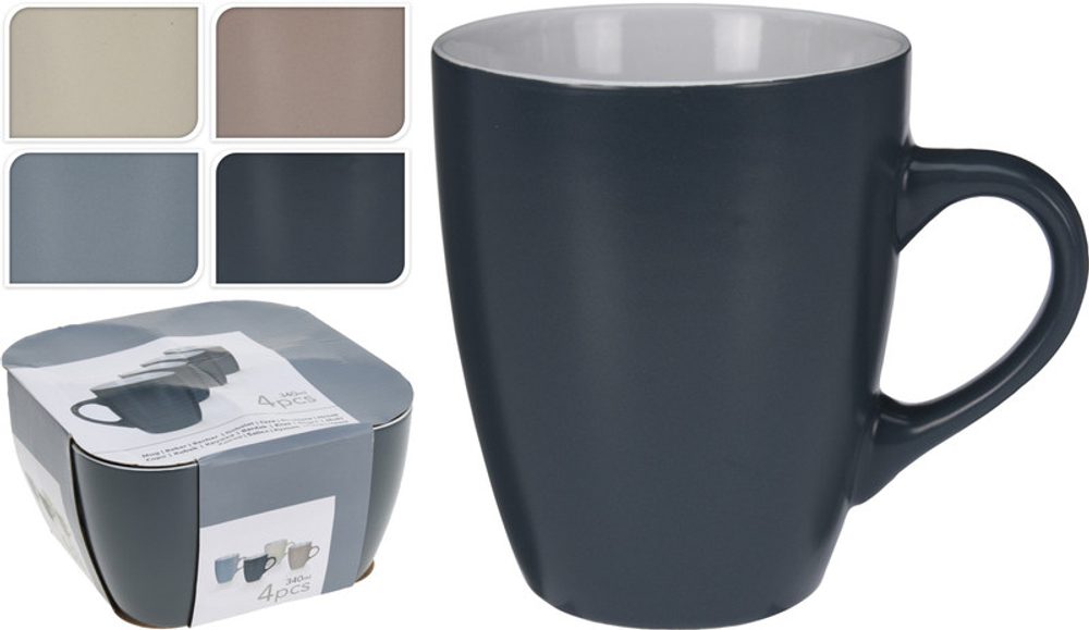 Levně EXCELLENT HOUSEWARE Hrnek keramika sada 4 ks 340 ml KO-Q96000350