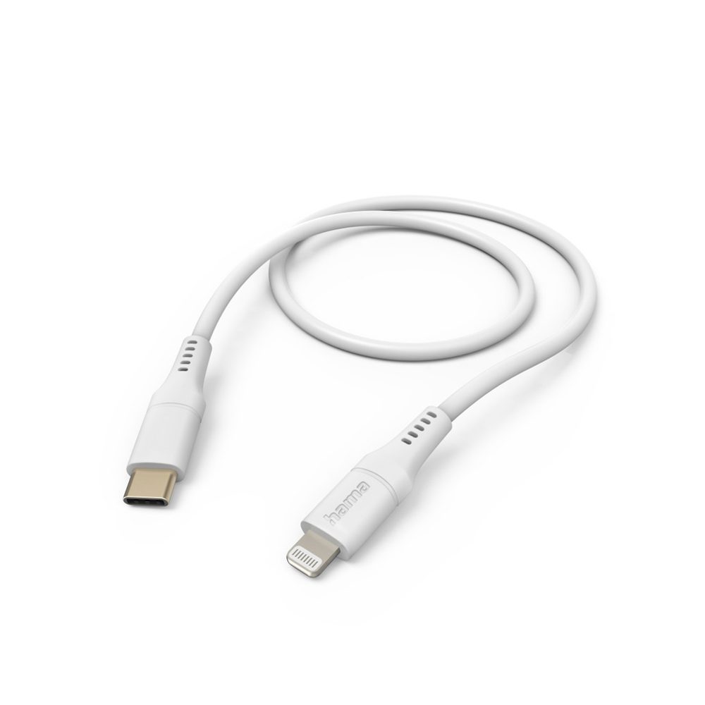 Levně Hama MFi USB-C Lightning kabel pro Apple, 1,5 m Flexible, silikonový, bílá