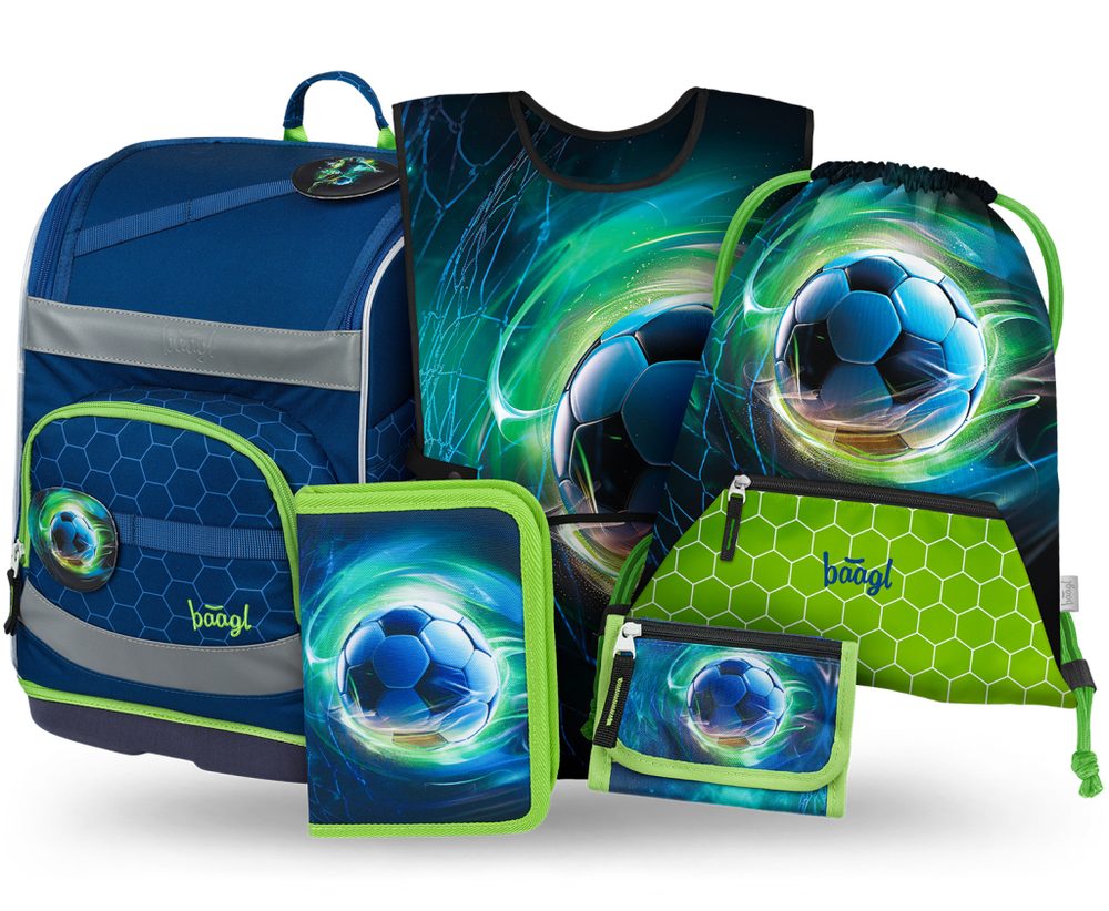 Levně BAAGL SET 5 Zippy Plus Fotbalový Míč: aktovka, penál, sáček, zástěra, peněženka