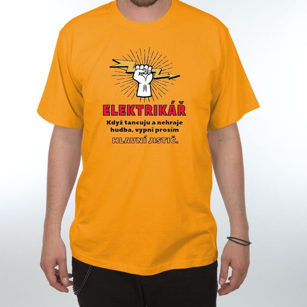 Levně Tričko - Elektrikář - vypněte jistič - XXXL oranžová