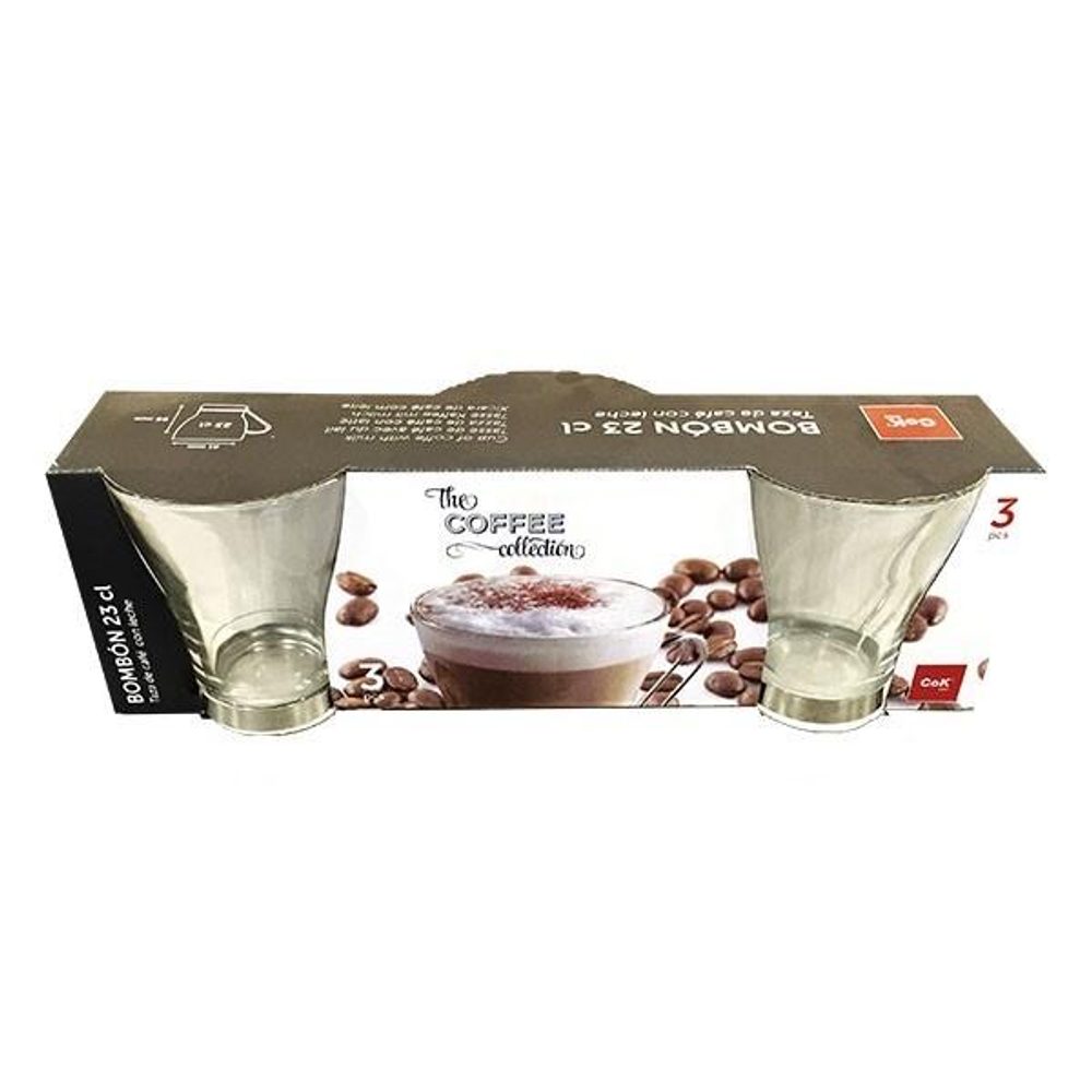 Levně Cegeco SADA HRNKŮ NA KÁVU BOMBÓN 230ML, 3KS, SKLO