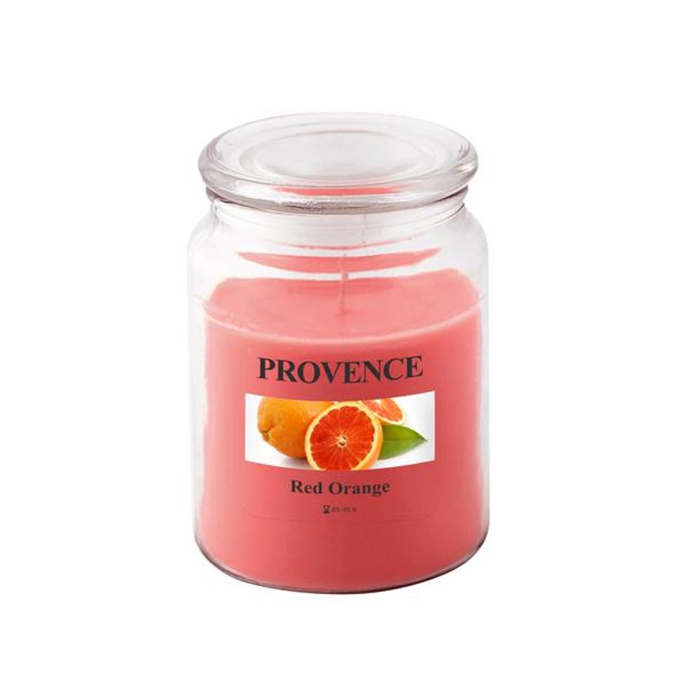 Levně Provence SVÍČKA VE SKLE S VÍČKEM 510G, ČERVENÝ POMERANČ