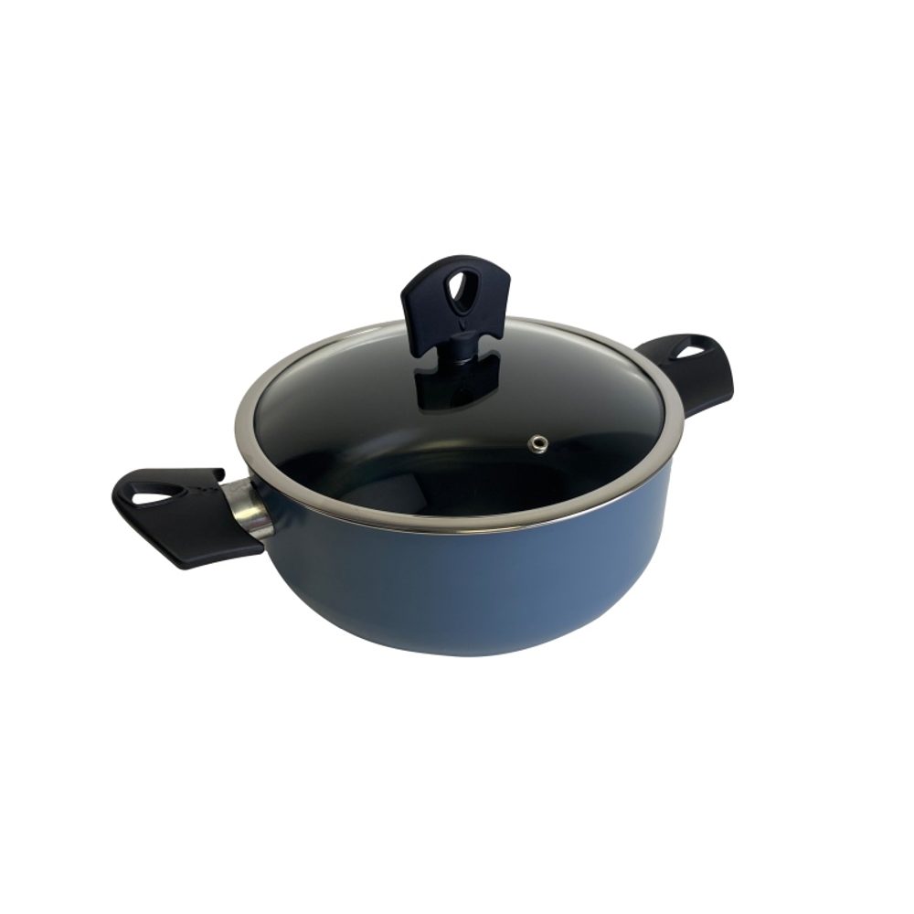 Levně SAN IGNACIO Kastrol s poklicí a nepřilnavým povrchem NOIA 20 cm modrá BGEU-6960