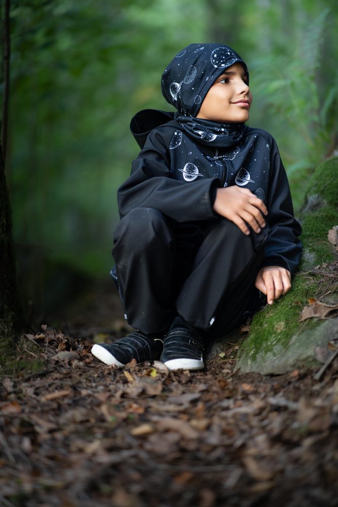 Levně Unuo, Softshellové kalhoty bez zateplení Street, Černá (Softshell kids trousers) - 104/110