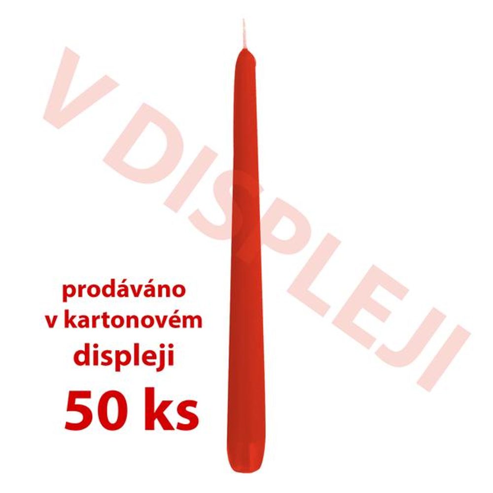 Levně Nezařazeno SVÍČKA KÓNICKÁ DISP.50KS,18,5X2,3CM PARAF. SV.ČERV