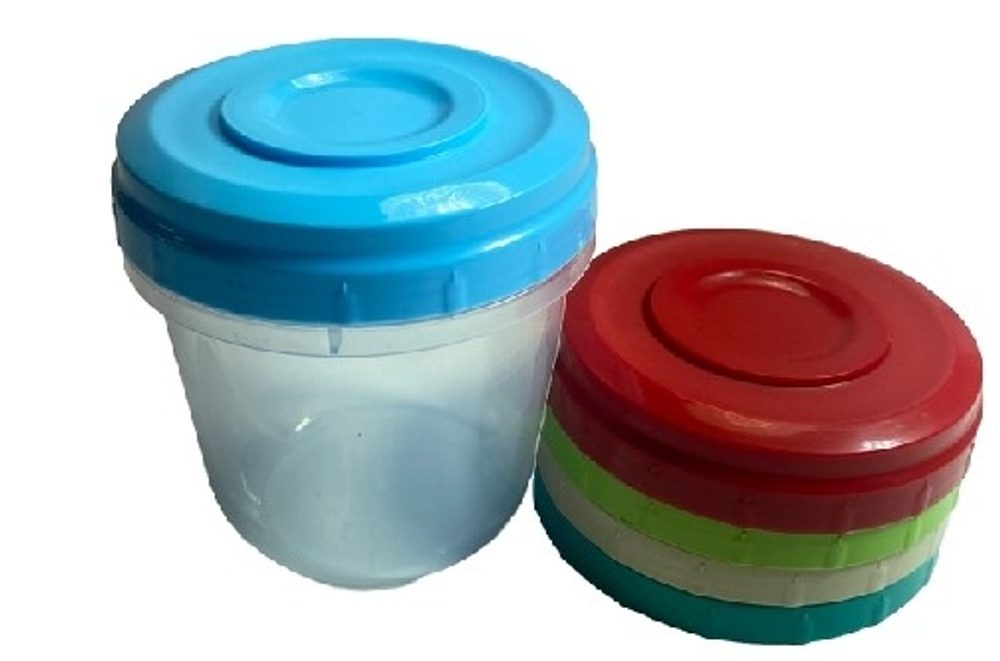 Levně dóza 0,75l, d12x12cm, šroub.víko, plast