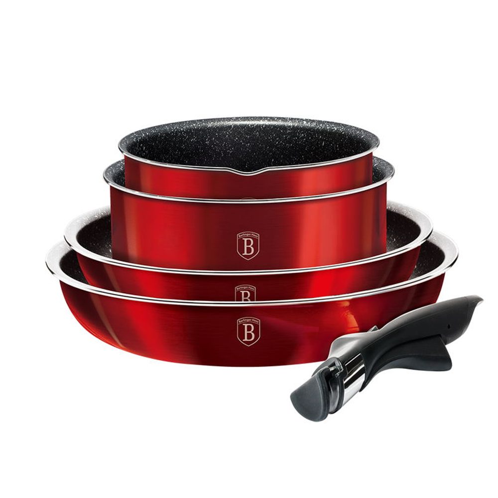 Levně BERLINGERHAUS Sada nádobí s odnímatelnou rukojetí 9 ks Burgundy Metallic Line BH-6145