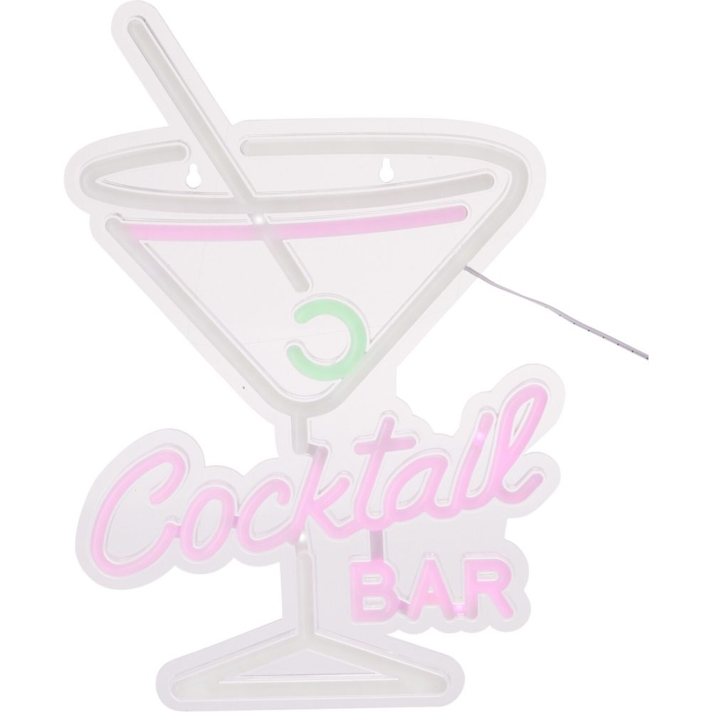 H & S COLLECTION Dekorace svítící nástěnná 30 × 38 cm coctail bar KO-NE1100230coba