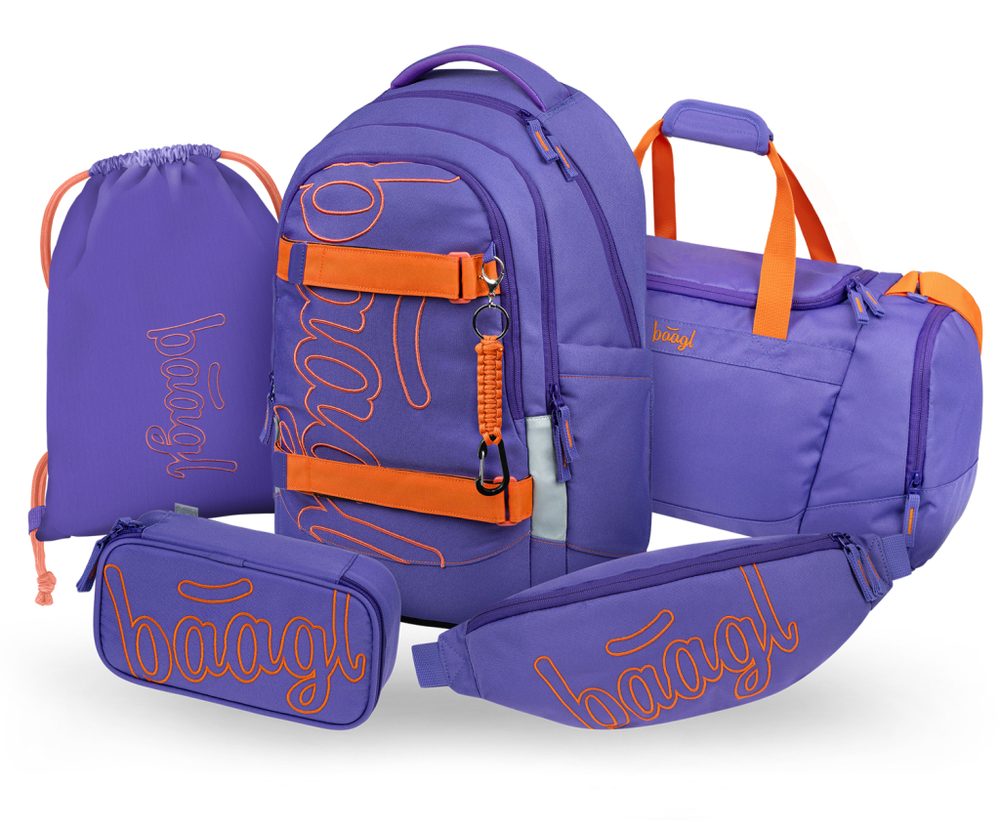 Levně BAAGL SET 5 Skate Max Orange: batoh, penál, sáček, sportovní taška, ledvinka GRS
