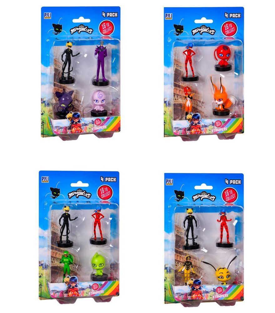 Levně Miraculous: Beruška a černý kocour- razítka 4 ks figurka Ast.