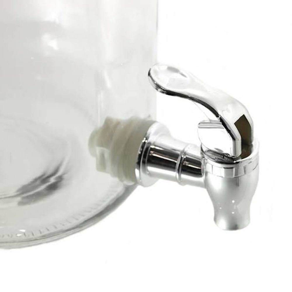 Levně ND-kohout+těsnění láhve 4,0l sklo, stříbrný