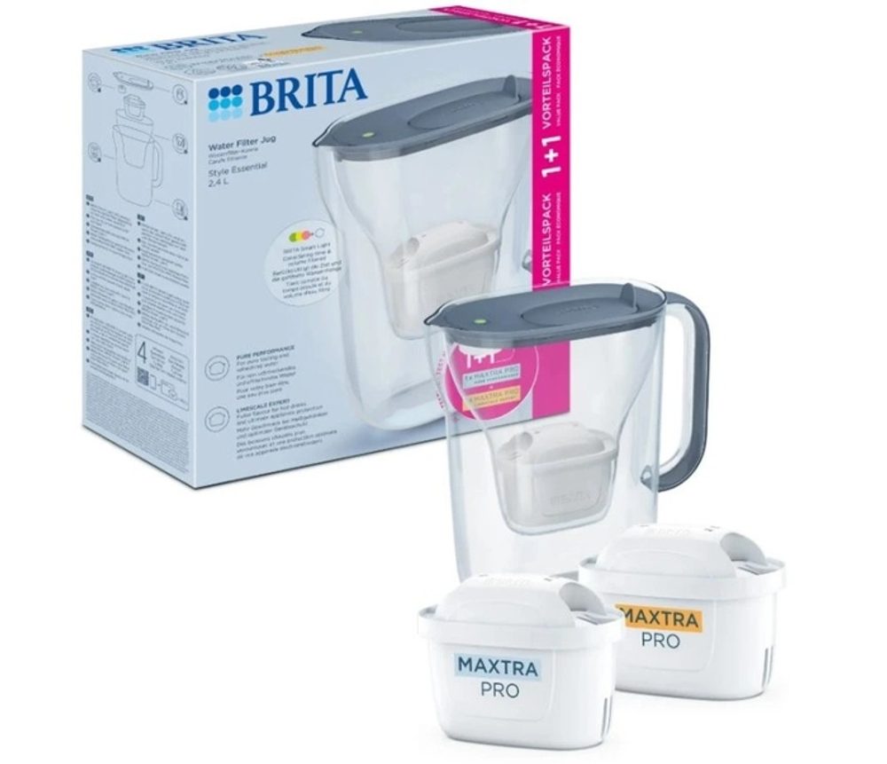 Levně konvice BRITA 2,4l Style Essential šedomodrá+2ks filtrů (PO+PL)