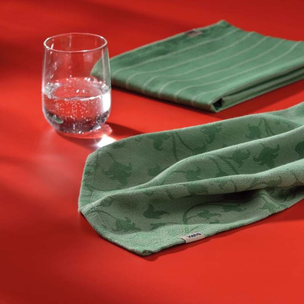 Levně KELA Zástěra Cora 100% bavlna světle zelené/zelené pruhy 80,0x67,0cm KL-12815