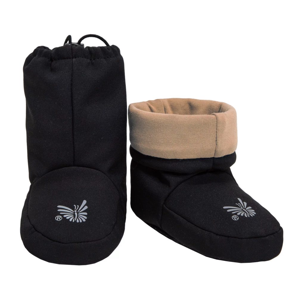 Levně ESITO Barefoot softshellové capáčky Bambus Honey - černá / hnědá - 5 - délka stélky: 15 cm černá / hnědá