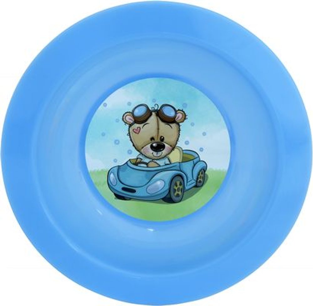 Levně talíř d17,3cm hlub. MEDVÍDEK auto IML, aqua, dětský, plast
