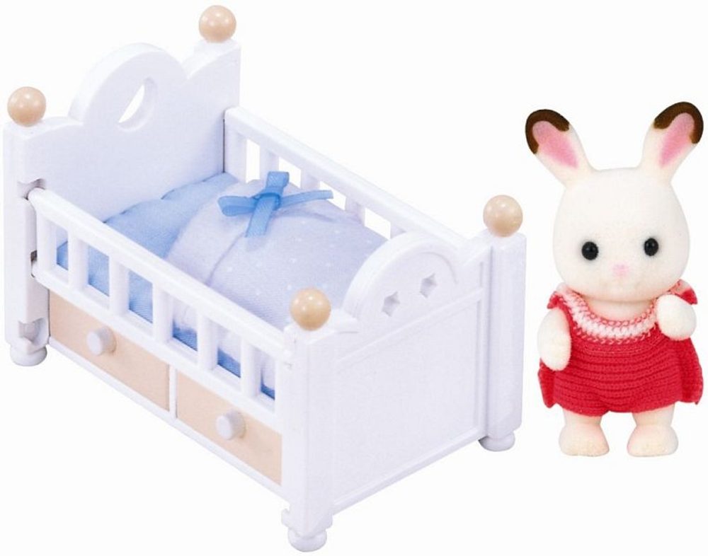 Levně Sylvanian family Nábytek "chocolate" králíků" - baby králík v postýlce