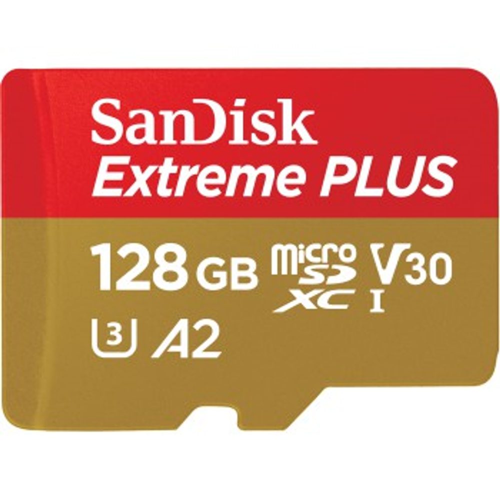 Levně SanDisk Extreme PLUS microSDXC 128 GB + SD Adapter 200 MB/s and 90 MB/s A2 C10 V30 UHS-I U3