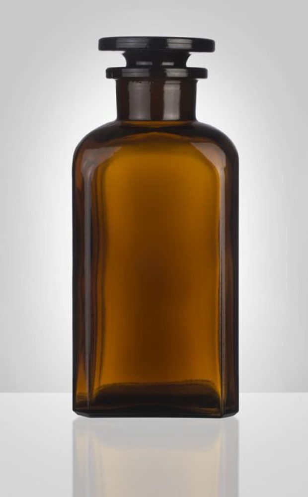 Levně dóza-prachovnice 250ml-čtv.hnědá, zabr.víko, sklo
