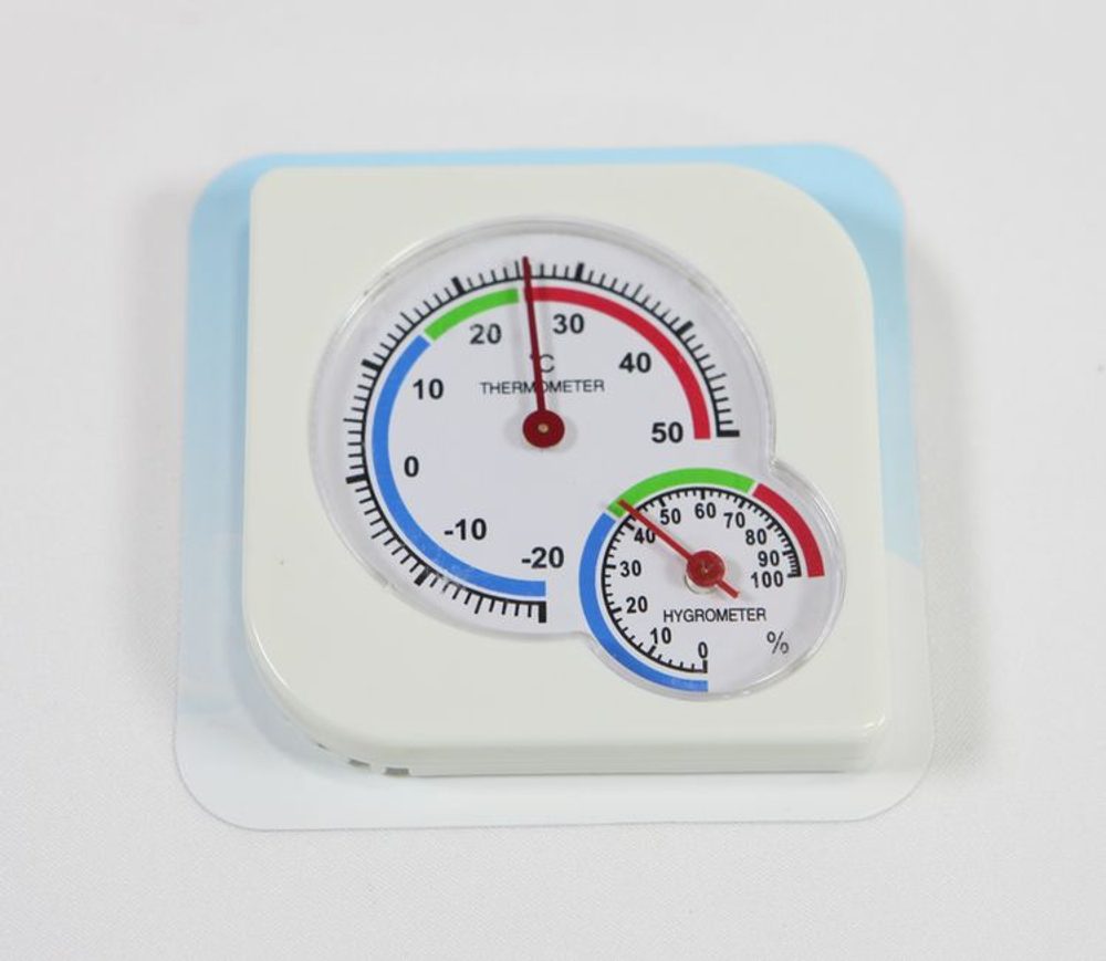 Levně teploměr 8,5x8,5cm+vlhkoměr, hranatý, -20°C+50°C, plast