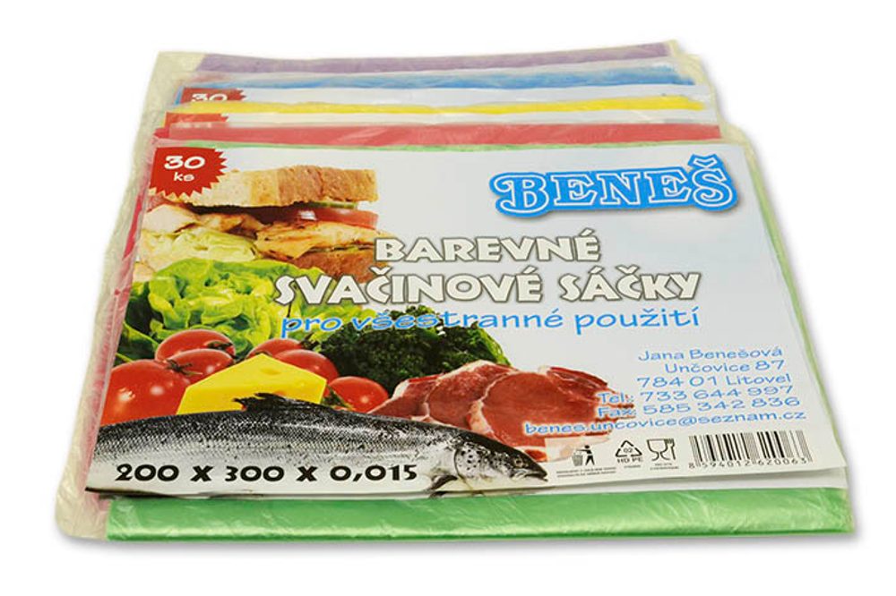 Levně sáčky 20x30cm- 30ks-svačinové barevné, MI