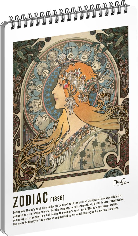 Levně Presco Group Spirálový blok Alfons Mucha - Zodiac, linkovaný