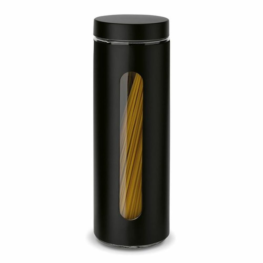 Levně dóza 1900ml SKLO ČERNÁ, d10x31cm, průhled