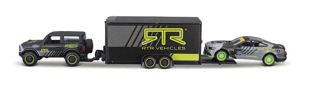 Levně Maisto - Design Team Haulers, 2021 Ford Bronco, Car Trailer, 2015 Ford Mustang GT, 1:64
