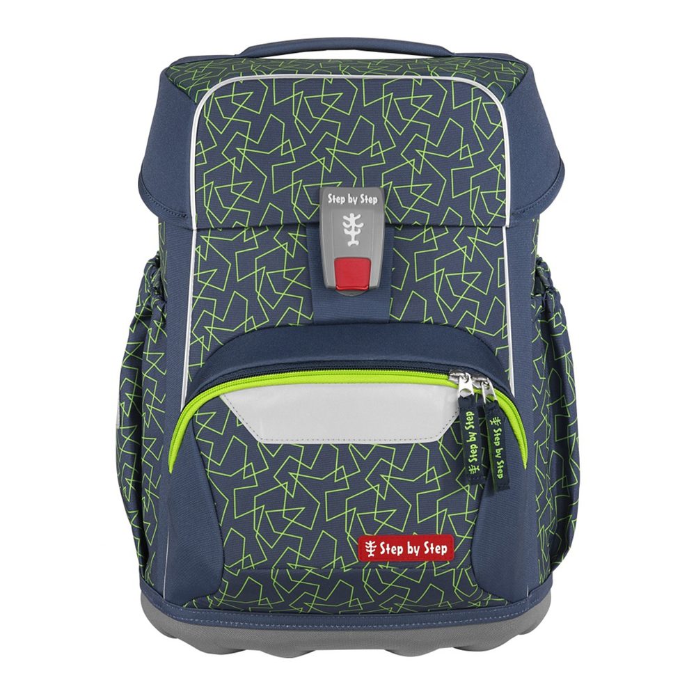Levně Školní aktovka pro prvňáčky – 4 dílný set, Step by Step BASIS Green Geometric, AGR