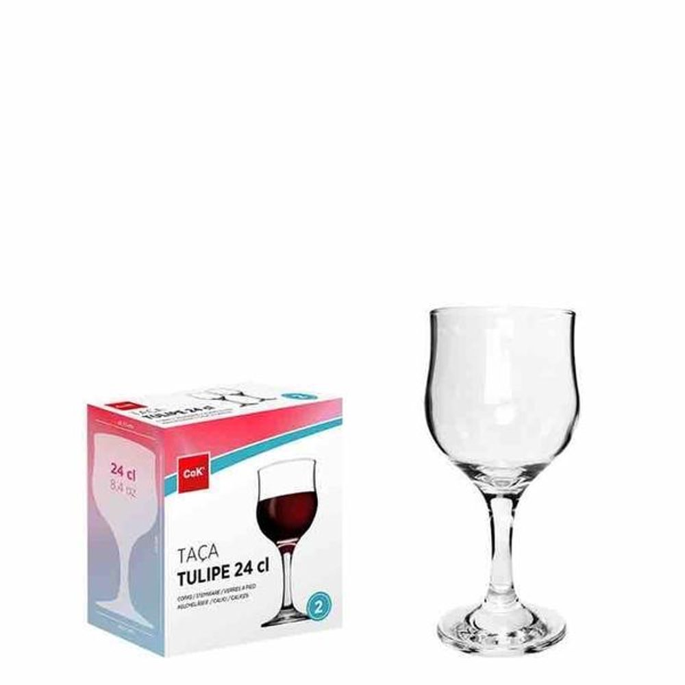 Levně Cegeco SADA SKLENIC NA ČERVENÉ VÍNO TULIPE 240ML,2KS,SKLO