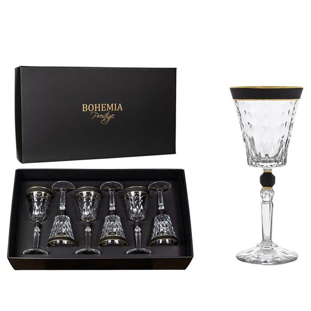 Levně sklen. 260ml, 6ks, BOHEMIA PR. víno, CONTE MODERN, černá, DB