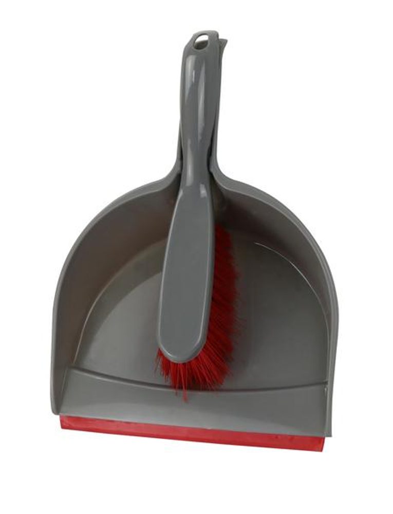 Levně TORO SMETÁČEK S LOPATKOU 32x22,5cm, šedá, červená, plast, guma