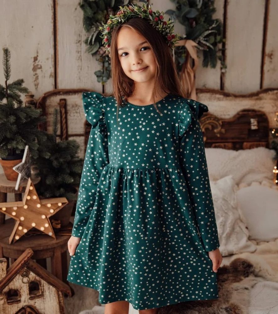 Levně Dívčí slavnostní Lily Grey stars šaty - zelené - 104